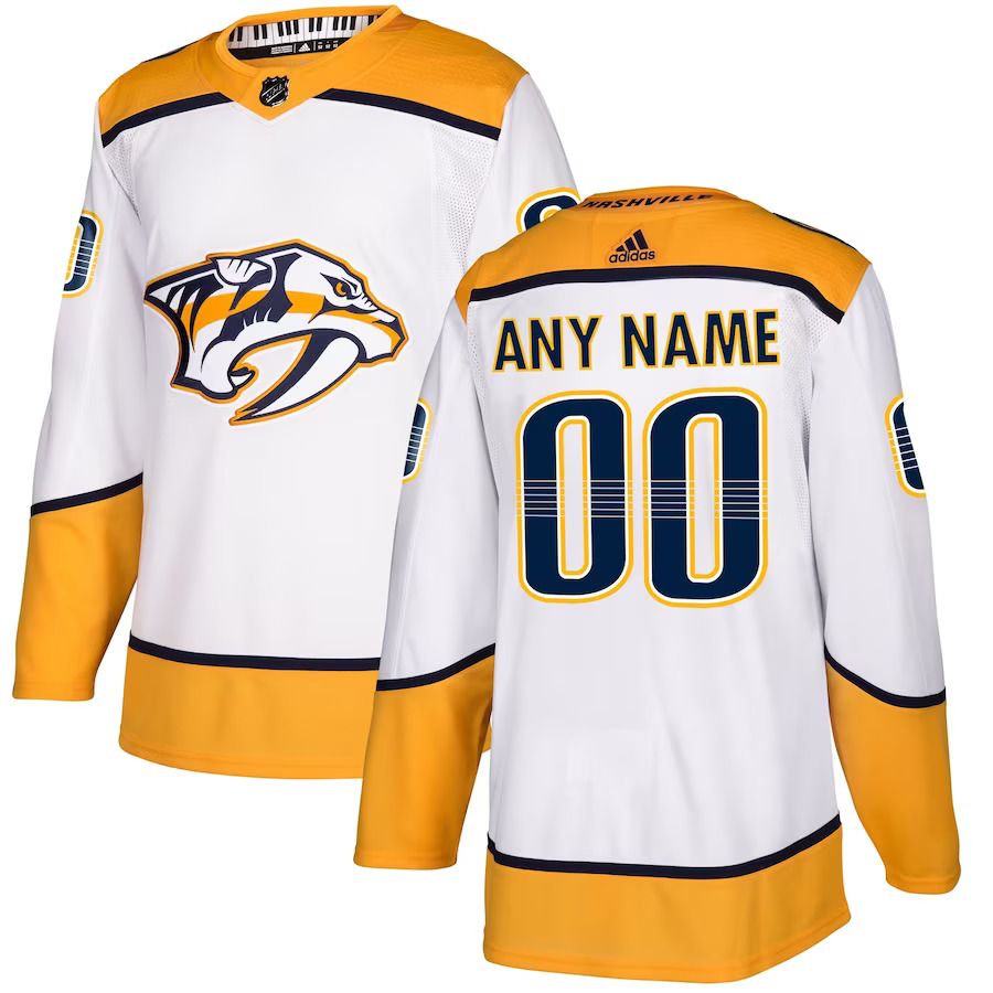 Men Nashville Predators adidas White Away Authentic Custom NHL Jersey